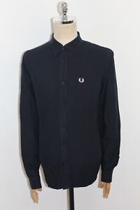 Men's FRED PERRY Long Sleeve Navy Shirt Size XL