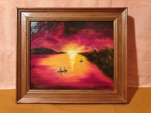 Magnifico Tramonto De Soleil Firmato B Deschamps Nicolas Quadro - Foto 1 di 4