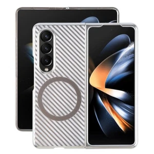 For Samsung Galaxy Z Fold4 6D Plated Carbon Fiber Clear Magsafe PC Phone Case - Photo 1 sur 2