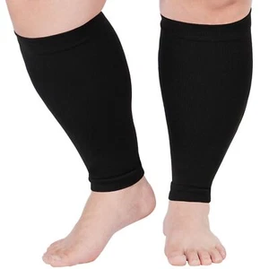 Plus Size Compression Leg Sleeves 15-20mmHg Wide Calf Knee High Sleeves - Picture 1 of 7