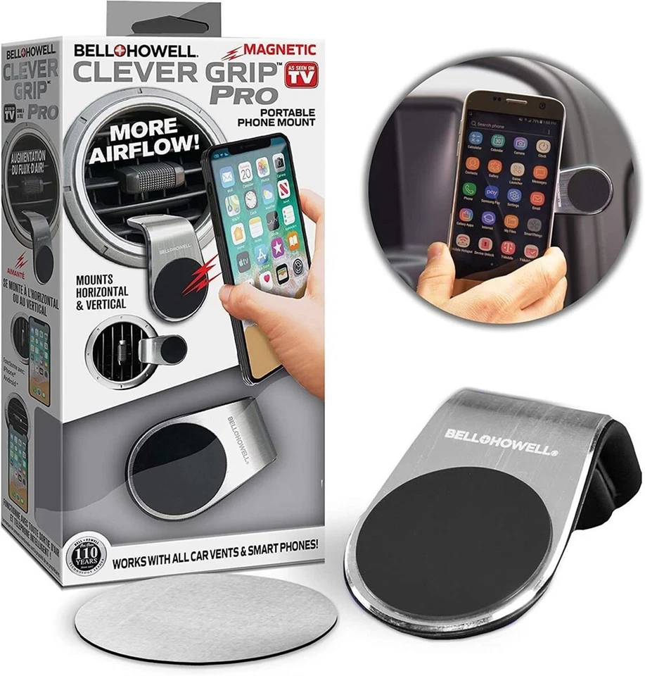 Bell Howell Clever Grip Pro Magnetic Portable Phone Mount as Seen on TV