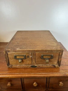 Antique Globe Wernicke Wood File Index Card Cabinet 2 Drawer Catalog - Picture 1 of 14