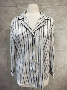 Chaps Women's Sleep/Lounge Shirt Long Sleeve Striped White/Black Size XL - Picture 1 of 6