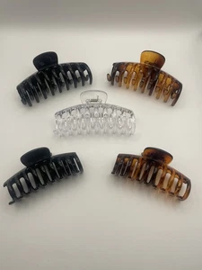 Lakasiya Haarklammern 5er Pack rutschfest groß amber schwarz klar 11cm 9cm Griffe - Bild 1 von 7