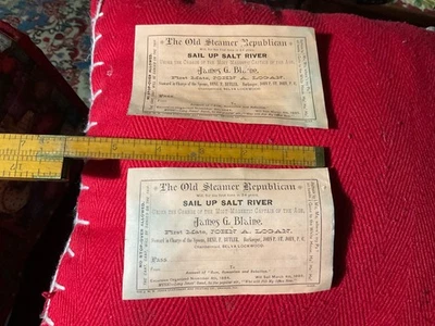 Boletos políticos "Sail up Salt River" de 1884 - Imagen 1 de 4