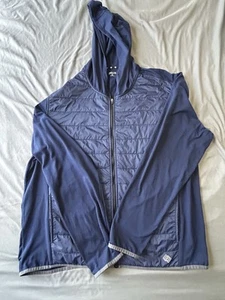 ZELOS Herren XL leichter Hoodie mit durchgehendem Reißverschluss Taschen gesteppt vorne blau - Bild 1 von 6