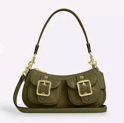 Bolso Baguette Coach Ashton CBJ01 NUEVO CON ETIQUETAS Verde Oliva/Dorado Foto 1 de 4