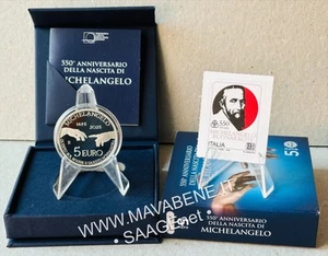 ITALIA 2025 MICHELANGELO LA CREAZIONE MONETA 5 EURO ARGENTO PROOF + FRANCOBOLLO - Foto 1 di 7