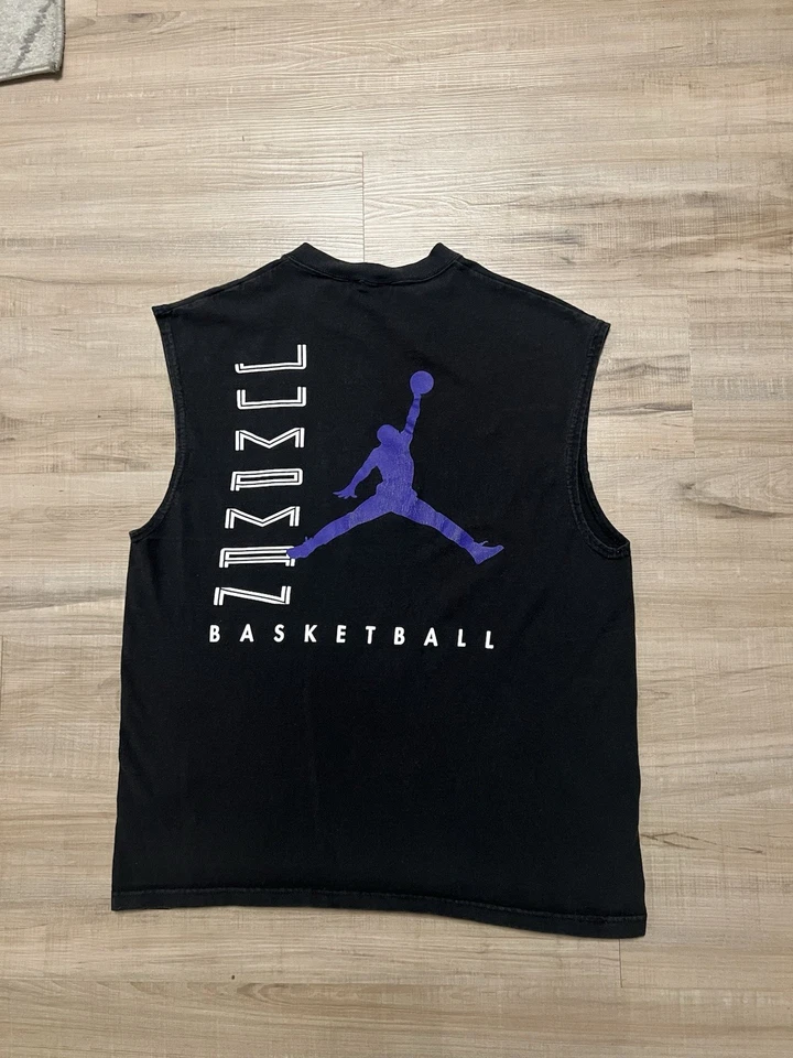 Vintage 90s Jumpman Nike Air Jordan XI 11 Concord Graphic Black Tank Top Tee Men - Image 1 of 4