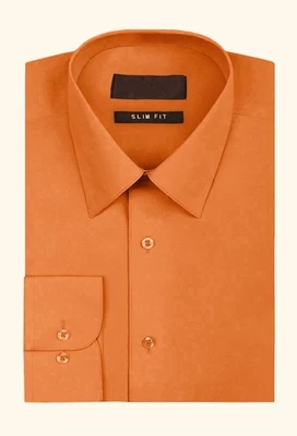 Camisa de vestir Omega Italia premium ajustada con botones manga larga color liso para hombre Foto 1 de 4