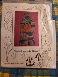 Vtg Mosey 'N Me 1997 "Scary Scraps The Mummy" Ctd Cross Stitch Pattern/Linen/Thr - Picture 1 of 6