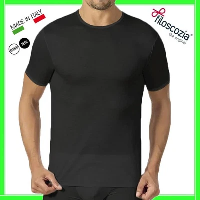 Maglia intima da uomo in FILO DI SCOZIA maglietta girocollo t-shirt mezza manica - Immagine 1 di 3