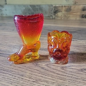 STIVALE SCARPA VINTAGE AMBERINA VITTORIANO VETRO FIAMMIFERO PORTA STUZZICADENTI BRILLA - Foto 1 di 8