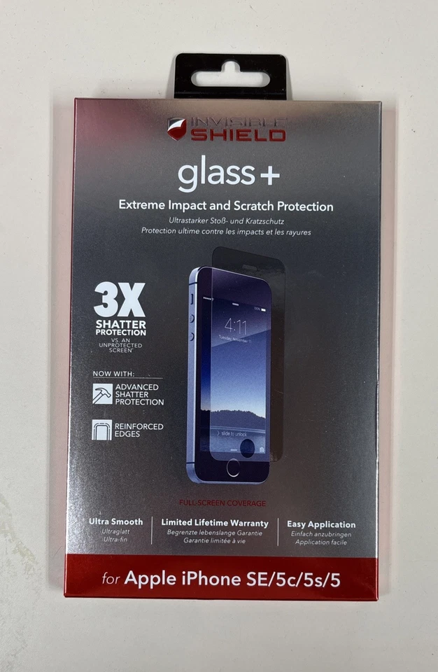 ZAGG Invisible Shield Glass+ Screen Protector for iPhone SE/5C/5S/5 - Image 1 of 1