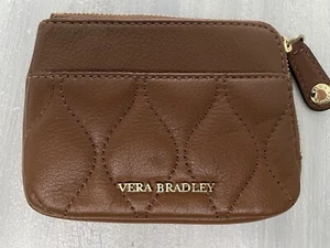 Vera Bradley Zip Card Case Bag Cognac Small Compact Brown EUC 0924 - Picture 1 of 5