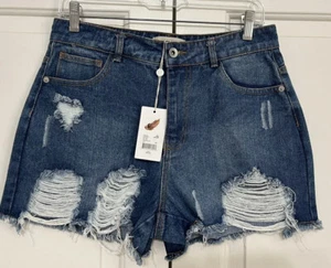 NWT Chelsea & Violet C & V size 29 destroyed blue jean shorts womens - Picture 1 of 4