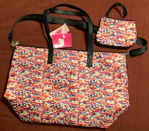 Luv Betsey Johnson Large Rainbow Sequin Weekender Travel Bag and Wristlet NWT - Picture 1 of 15