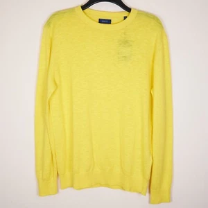 Jersey Gant Para Hombre Amarillo Cuello Redondo Tejido Lino Mezcla Seda Manga Larga Grande Nuevo con Etiquetas - Imagen 1 de 16