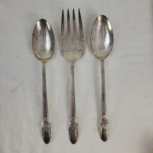IS First Serving Pieces Spoons Fork 1847 Rogers Vintage Silverplate Flatware Lot - Picture 1 of 6