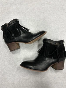 Wanted Western Fringe Boots Womens 10 (41) Mane Leather Almond Toe Ankle Cowgirl - Picture 1 of 7