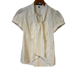 Express weiße Bluse Damen Medium Knopfleiste angenähter Schal Kurzarm NEU - Bild 1 von 13