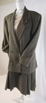 Traje Vintage TOGETHER, Blazer Doble Pecho Falda Plisada, Totalmente Forrado, Talla 14 Foto 1 de 4