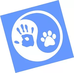 "Calcomanía de vinilo Ying Yang 4"" mano humana pata perro coche ventana pegatina blanca 4"" - Imagen 1 de 1