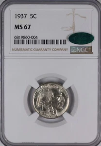 1937 5c Buffalo Nickel - NGC MS67 CAC  - Picture 1 of 4