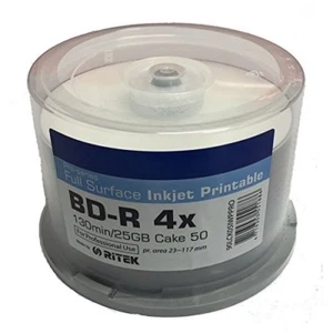 50 Traxdata Blu Ray 4x RITEK PRO Inkjet Printable blank discs BDR BD-R 25GB