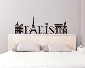 PARIS SILHOUETTE France Wall Decal Words Home Decor Girls Room - Picture 1 of 1