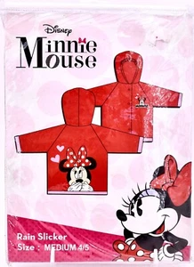 Disney Minnie Mouse Rain Slicker,Red,Polka Dot Bow,100%Vinyl,Snaps,Medium 4/5, - Picture 1 of 2
