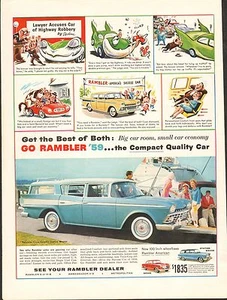 1959 Rambler American Station Wagon Auto Original Vintage Print Ad - Picture 1 of 1