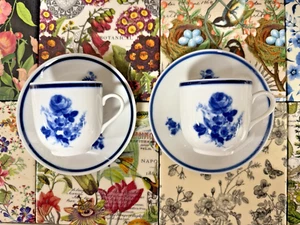 2er Set Vintage Mosa Maastricht Holland Flow blau Teetasse & Untertasse - Bild 1 von 5