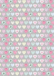 Silver & Floral Patterned Hearts Wrapping Paper - 1 Sheet & 1 Matching Tag - Picture 1 of 2