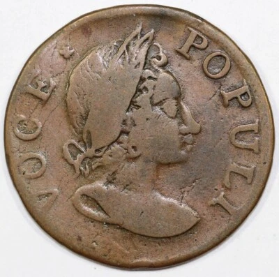 Moneda de cobre colonial Voce Populi 1760 1c N-15 Foto 1 de 2