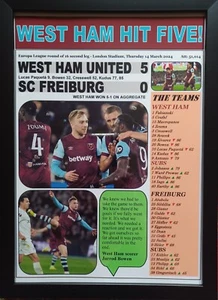 West Ham 5 Freiburg 0 - 2024 Europa League round of 16 - souvenir print - Picture 1 of 5