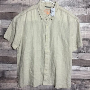 Tommy Bahama Linen Shirt Mens 2XL Tan Button Up Casual Modern Preppy NEW - Picture 1 of 11
