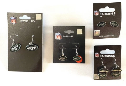 New York Jets Earrings~ Dangle Football/Post/Dangle  NFL Cover