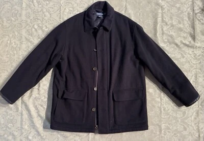 Chaqueta Abrigo Vintage Polo Ralph Lauren Acolchada Satinada Forrada Lana Cremallera Completa Talla L Azul Marino Foto 1 de 4