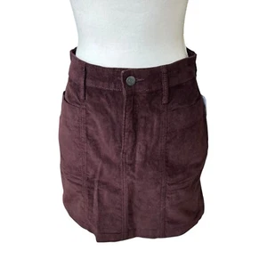 NWT old navy corduroy mini skirt women size 2 28” cotton blend preppy Maroon - Picture 1 of 4