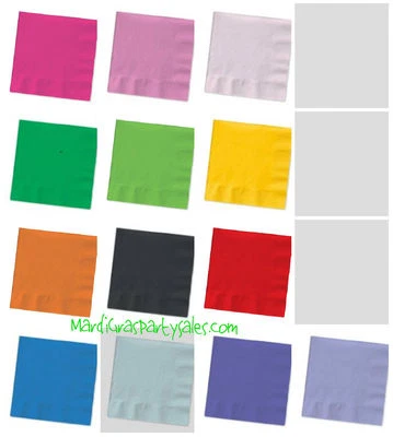 Paper Napkins Beverage or Lunch Red Blue Yellow Green Purple Pink Orange Black - Image 1 of 4