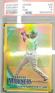 Ken Griffey Jr 2010 Topps cromo refractor dorado #28 50/50 PSA 5 ÚLTIMO NÚMERO CABRA - Imagen 1 de 2