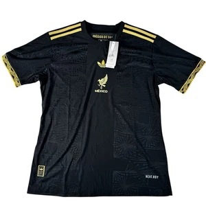 Adidas Mexico De Oro Black Gold Embroidered Logo Soccer Jersey Men's Size 2XL - Picture 1 of 24