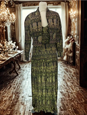 Vintage Ananda Brighton Maxi Dress UK 12 100% Rayon Boho Festival Ethnic Print - Image 1 of 4