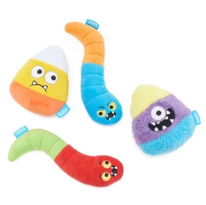 New Bark Box " Jaw Breakers " 4 Pc. Dog Toy Halloween Gummy Worms & Candy Corn - Picture 1 of 9