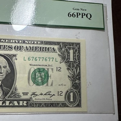  $1 Federal Reserve Note 66PPQ GEM NEW FAMOUS 6767 - Image 1 of 4