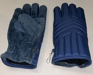 Vtg Blue Polyester & Suede Men’s Large Gloves  - Picture 1 of 3