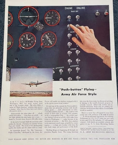 1946 Army Print Ad US Recruiting Service Push Button Flying Army Air Force Style - Bild 1 von 1
