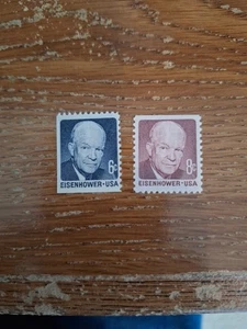 Scott# 1401-02 - Set di 2 francobolli Dwight D. Eisenhower 6 e 8 ¢ VF MNH - Foto 1 di 2