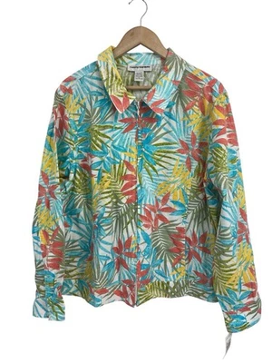 Cathy Daniel’s Tropical Floral Full Zip Light Weight Cotton Jacket XL NWT Foto 1 de 4